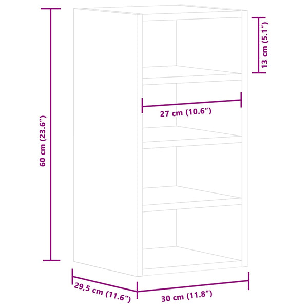 Grauer Hängeschrank Pompilas 30x29,5x60cm (Holz)
