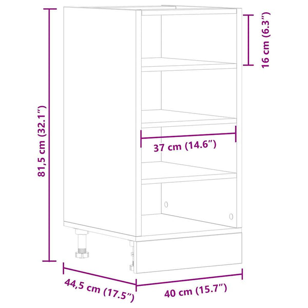 Grauer Unterschrank Pompilas 40x44,5x81,5cm (technisches Holz)