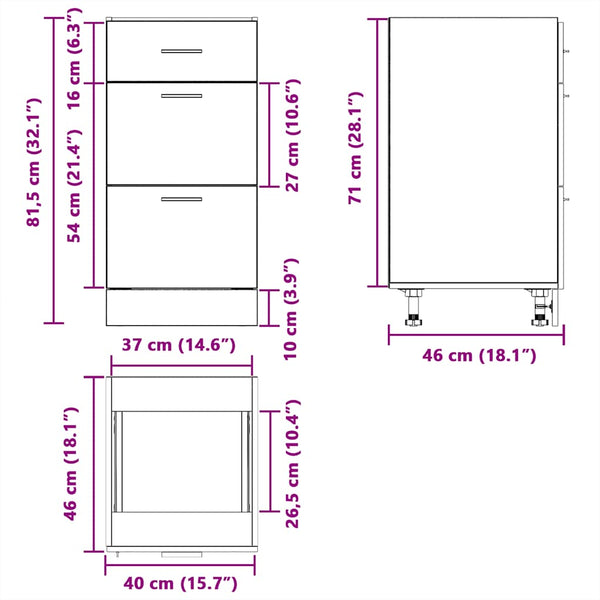 Grauer Unterschrank Pompilas 40x46x81,5cm (Holzwerkstoff)