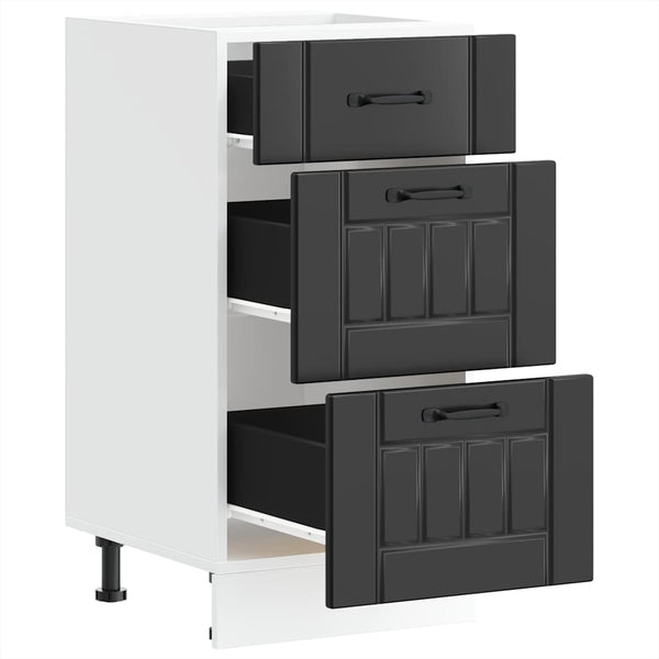 Unterschrank Lucca Armie in Schwarz (Holzoptik)