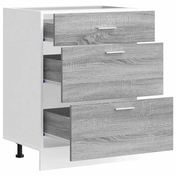 Grauer Küchenunterschrank Pompilas (Holzdekor Sonoma)