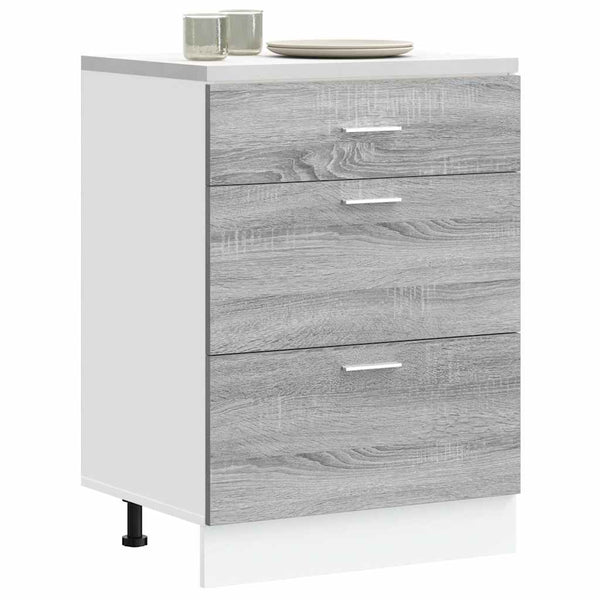 Grauer Küchenunterschrank Pompilas (Holzdekor Sonoma)