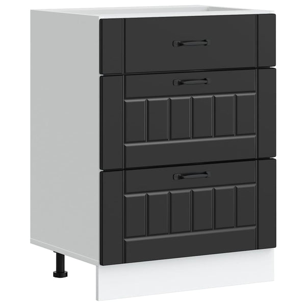 Lucca Armie schwarzer Küchenunterschrank (Holzdesign)