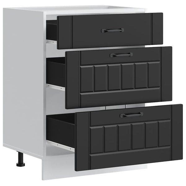 Lucca Armie schwarzer Küchenunterschrank (Holzdesign)