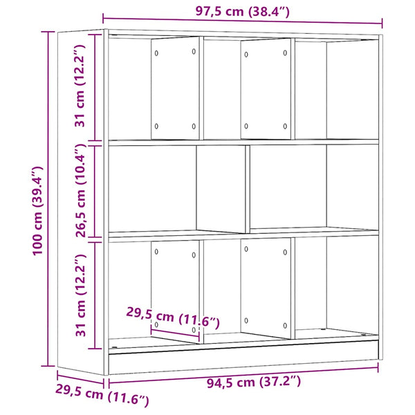 Handgemachter Bücherschrank Eiche Simbrioara 97,5x29,5x100cm (Holz)