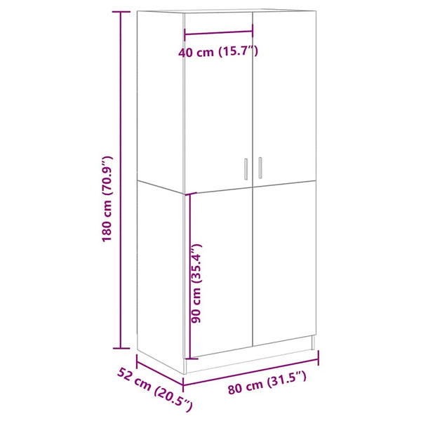 Kleiderschrank Altobrando Eiche Artisan 80x52x180cm (Spanplatte)