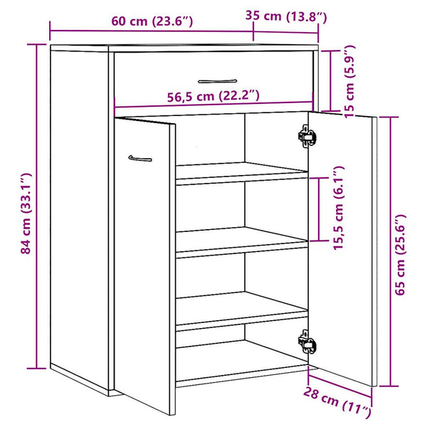 Alte Holzschuhschrank Verovian 60x35x84cm (Spanplatte)