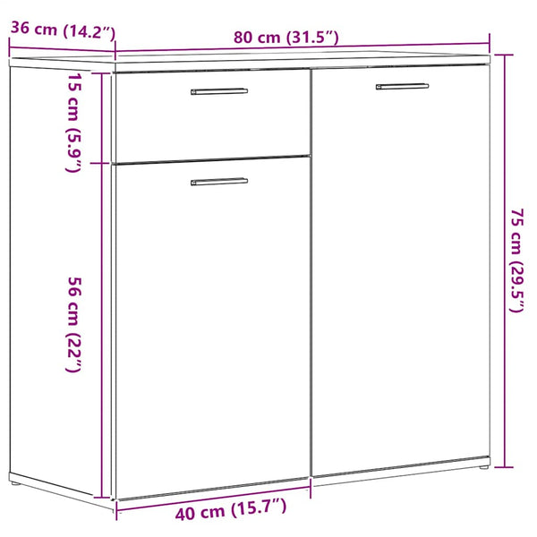 Handwerker Eiche Sideboard Bayko 80x36x75cm (Spanplatte)
