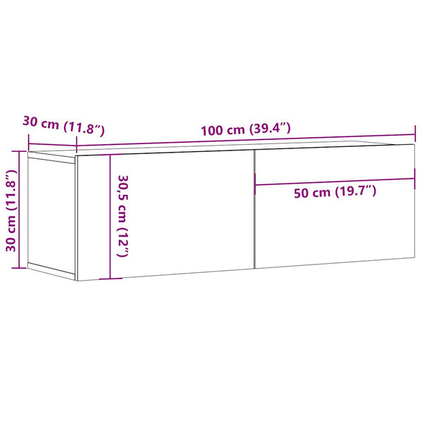 TV-Wandschrank Jayde aus Altholz 100x30x30cm (Holz)