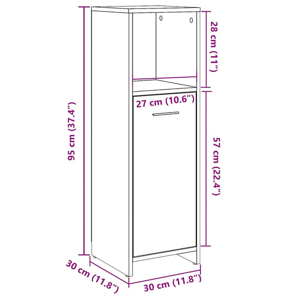Betongrauer Badschrank Bizera 30x30x95cm (Spanplatte)