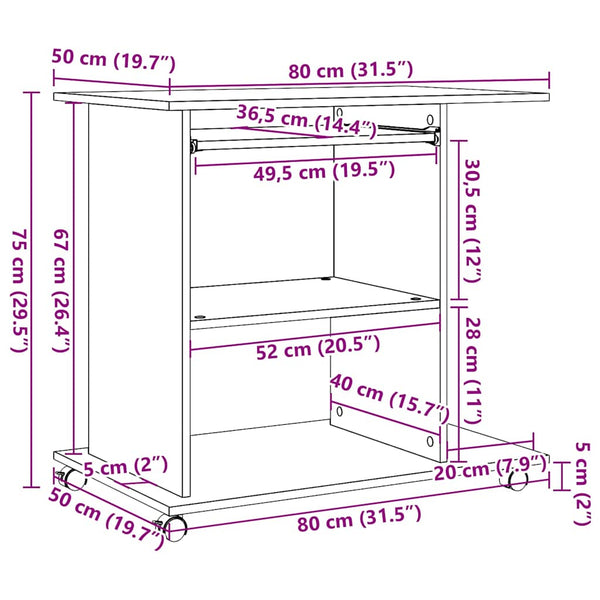 Alter Computertisch aus Holz Tasita 80x50x75cm (Spanplatte)