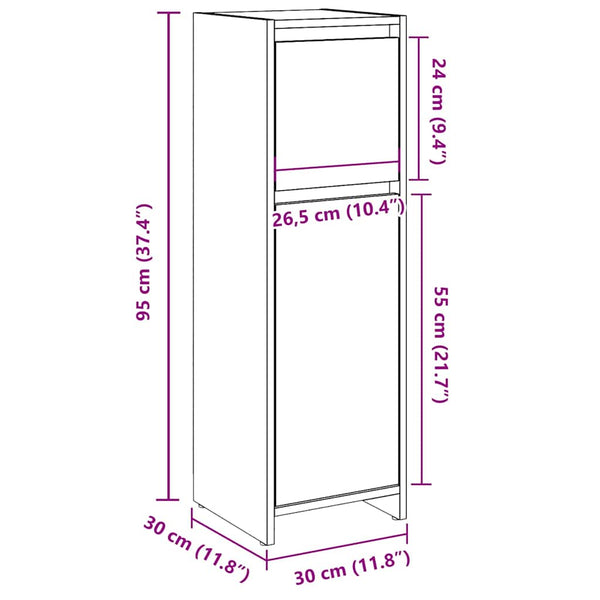 Betongrauer Badschrank Ciang 30x30x95cm (Spanplatte)