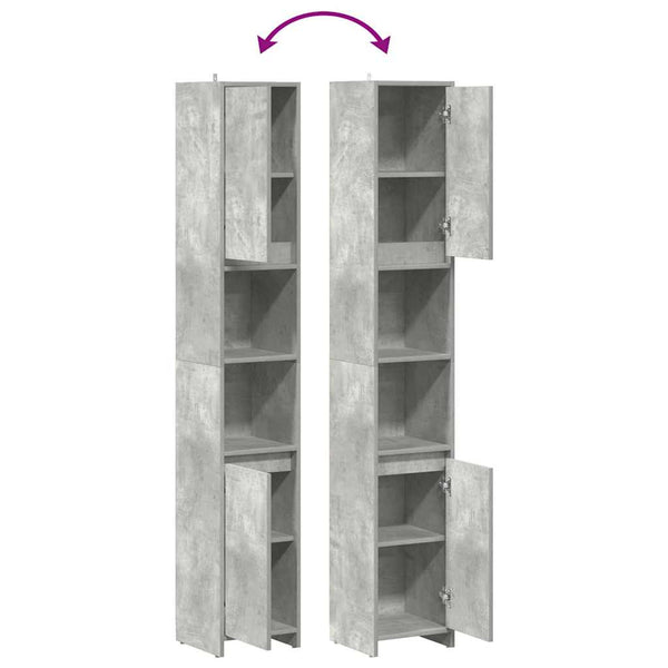 Badezimmerschrank Oprea 30x30x183,5cm in Betongrau (Spanplatte)