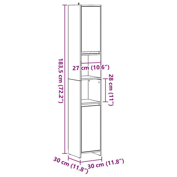 Badezimmerschrank Oprea 30x30x183,5cm in Betongrau (Spanplatte)