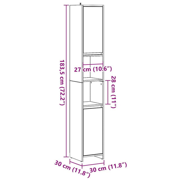 Oprea Altholz-Badezimmerschrank 30x30x183,5cm (Spanplatte)