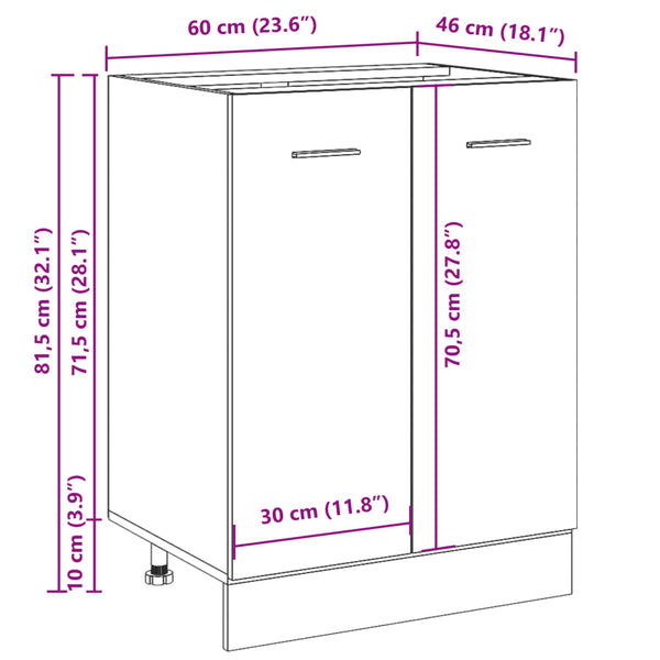 Vanha puu alakaappi Pompilas 60x46x81,5cm (engineered wood)
