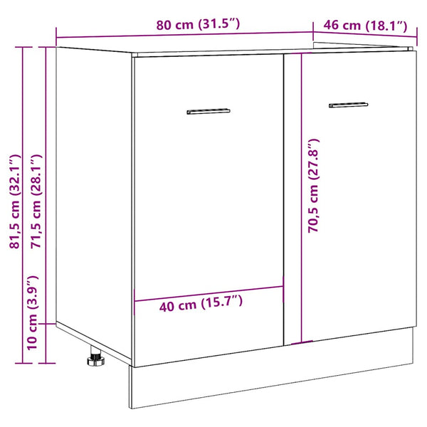Vanha puu allaskaappi Pompilas 80x46x81,5cm (lastulevy)