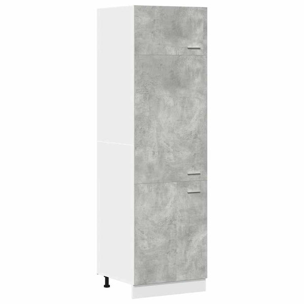 Betoninharmaa kaappi jääkaapille Pompilas 60x57x207cm (lastulevy)