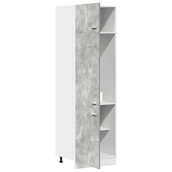Betoninharmaa kaappi jääkaapille Pompilas 60x57x207cm (lastulevy)