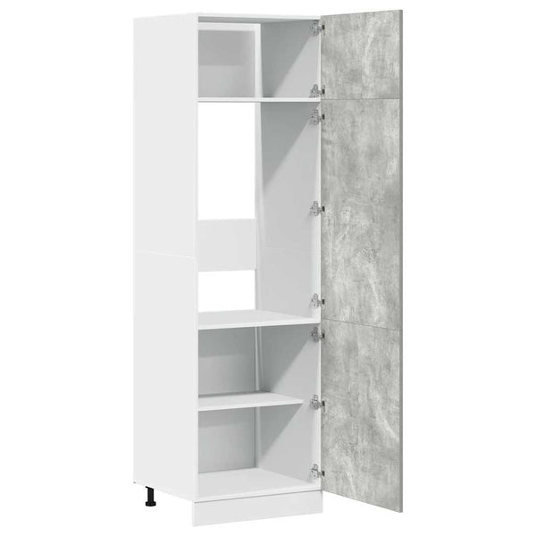 Betoninharmaa kaappi jääkaapille Pompilas 60x57x207cm (lastulevy)
