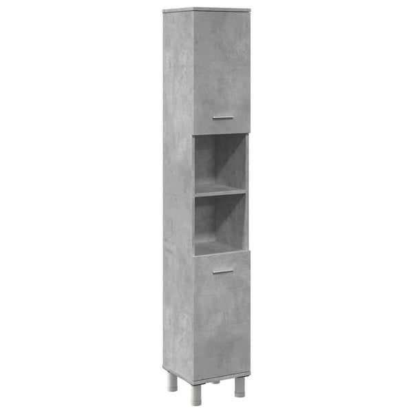 Betongrauer Badezimmerschrank Staji 30x30x179cm (Spanplatte)