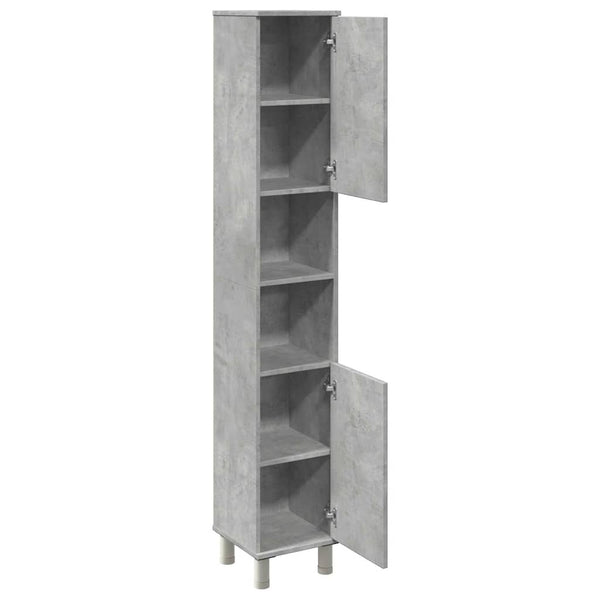 Betongrauer Badezimmerschrank Staji 30x30x179cm (Spanplatte)