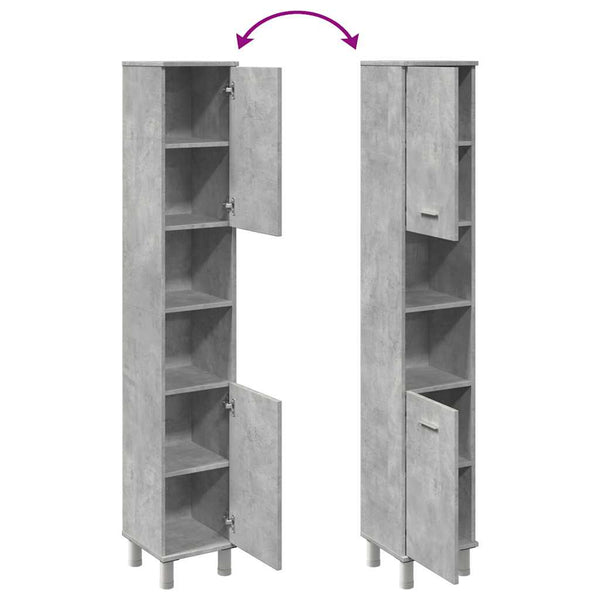 Betongrauer Badezimmerschrank Staji 30x30x179cm (Spanplatte)