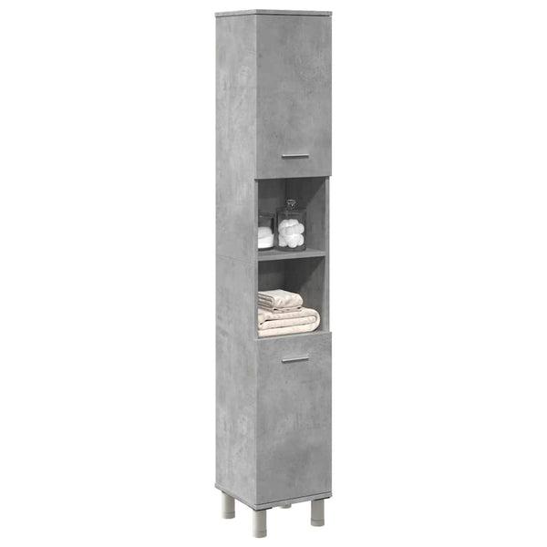 Betongrauer Badezimmerschrank Staji 30x30x179cm (Spanplatte)