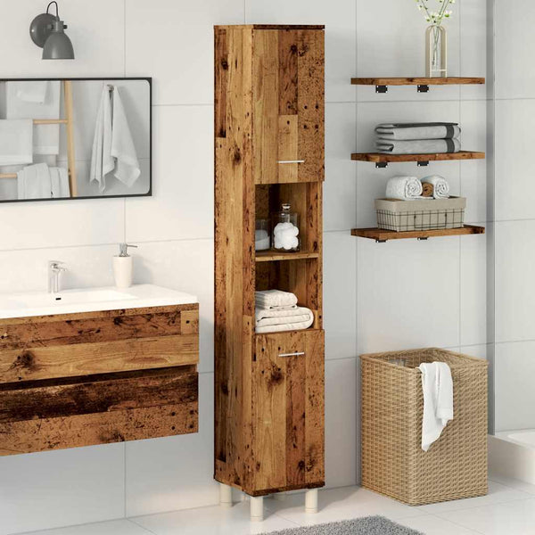 Alte Holz-Badezimmerschrank Staji 30x30x179cm (Spanplatte)