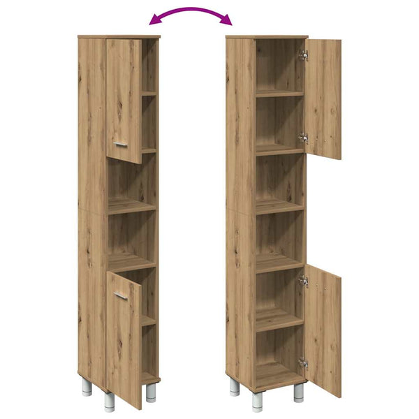 Handgefertigter Eichen-Badezimmerschrank Staji 30x30x179cm (Holz)