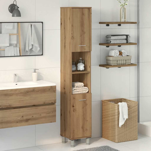 Handgefertigter Eichen-Badezimmerschrank Staji 30x30x179cm (Holz)
