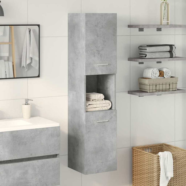 Badezimmerschrank Anghil 30x30x130cm betongrau (Spanplatte)