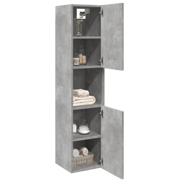 Badezimmerschrank Anghil 30x30x130cm betongrau (Spanplatte)