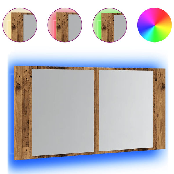 Vintage Holz LED Spiegelschrank Delicia 90x12x45cm (Holz)