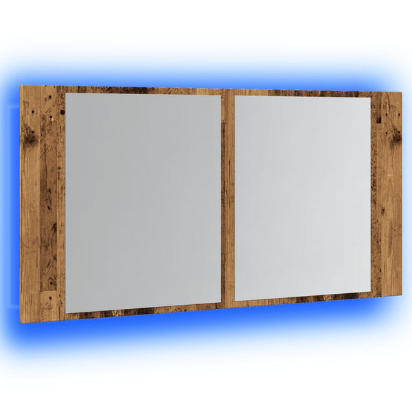 Vintage Holz LED Spiegelschrank Delicia 90x12x45cm (Holz)