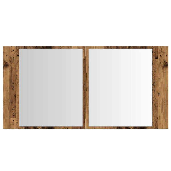 Vintage Holz LED Spiegelschrank Delicia 90x12x45cm (Holz)