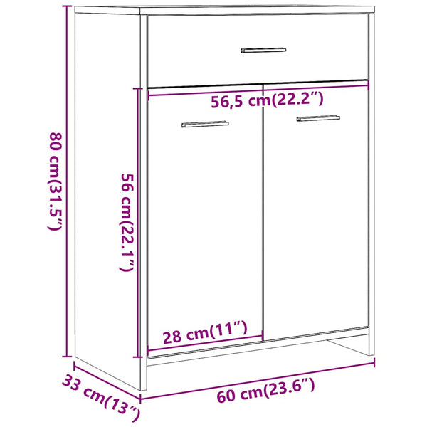 Badezimmerschrank Feneda aus Altholz 60x33x80cm (Spanplatte)