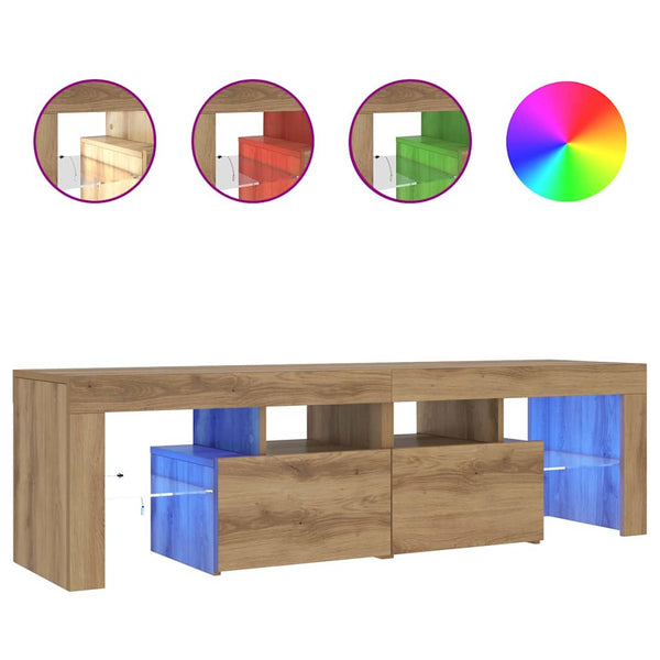 Handwerklicher TV-Schrank aus Eiche mit LED-Beleuchtung Grozdana 140x36,5x40cm