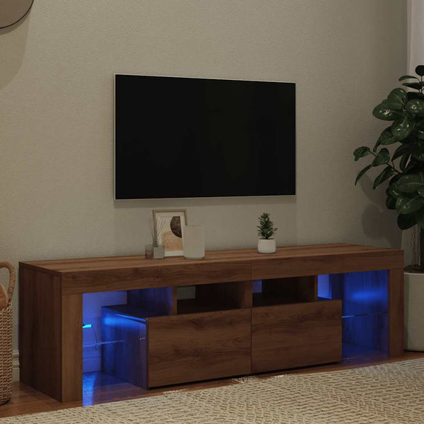 Handwerklicher TV-Schrank aus Eiche mit LED-Beleuchtung Grozdana 140x36,5x40cm