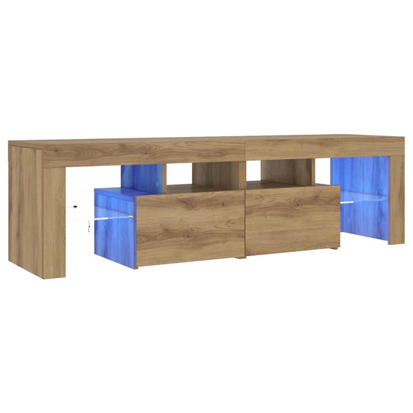 Handwerklicher TV-Schrank aus Eiche mit LED-Beleuchtung Grozdana 140x36,5x40cm