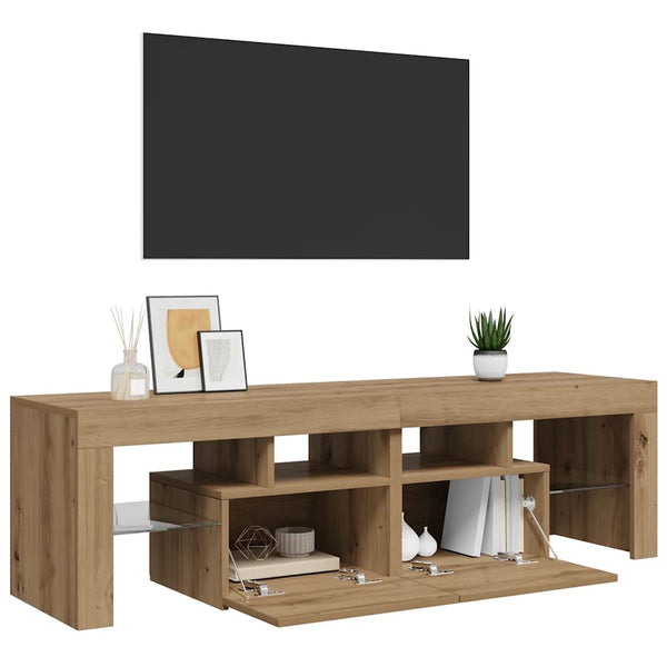 Handwerklicher TV-Schrank aus Eiche mit LED-Beleuchtung Grozdana 140x36,5x40cm