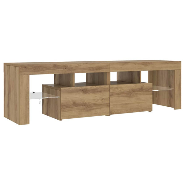 Handwerklicher TV-Schrank aus Eiche mit LED-Beleuchtung Grozdana 140x36,5x40cm