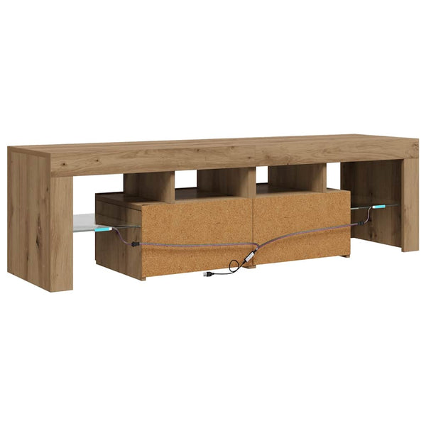 Handwerklicher TV-Schrank aus Eiche mit LED-Beleuchtung Grozdana 140x36,5x40cm