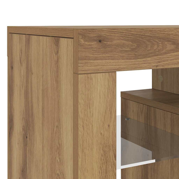 Handwerklicher TV-Schrank aus Eiche mit LED-Beleuchtung Grozdana 140x36,5x40cm