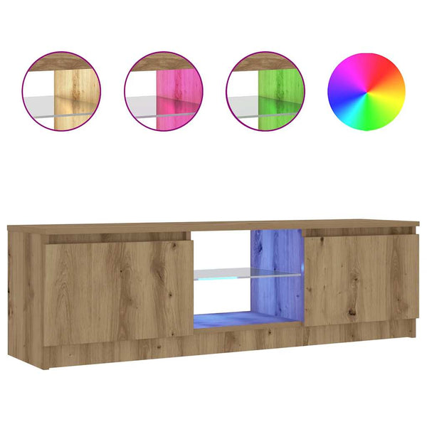 Handgefertigter Eichen-TV-Schrank mit LED-Beleuchtung Dondos 120x30x36cm