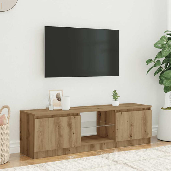 Handgefertigter Eichen-TV-Schrank mit LED-Beleuchtung Dondos 120x30x36cm