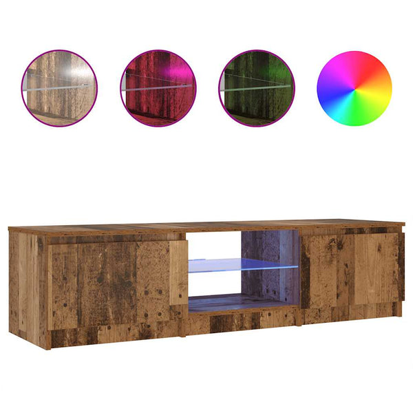 TV-Schrank mit LED-Beleuchtung Dondos 140x40x35,5cm (Altholz, Holzwerkstoff)