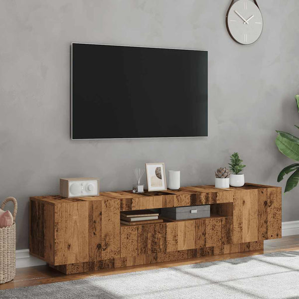 Altes Holz-TV-Schrank mit LED-Beleuchtung Filantropia 160x35x40cm (Holzwerkstoff)