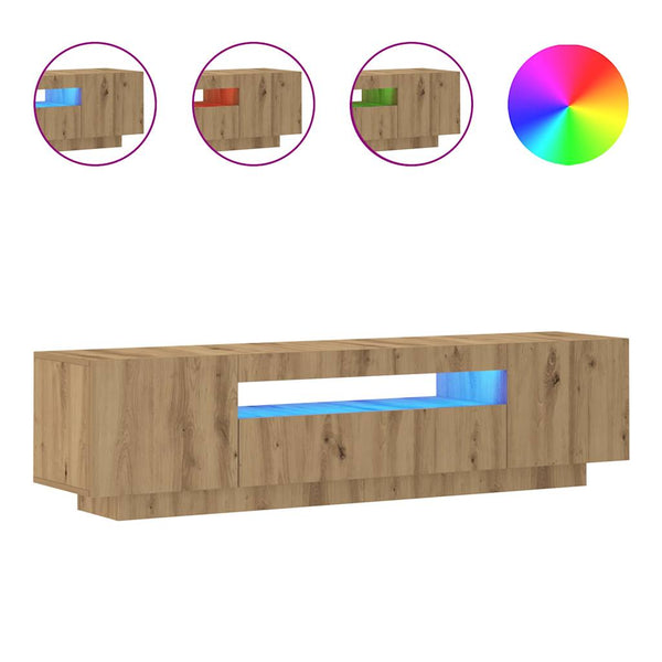 TV-Schrank aus Eiche Massivholz mit LED-Beleuchtung Filantropia 160x35x40cm