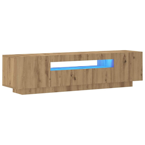 TV-Schrank aus Eiche Massivholz mit LED-Beleuchtung Filantropia 160x35x40cm